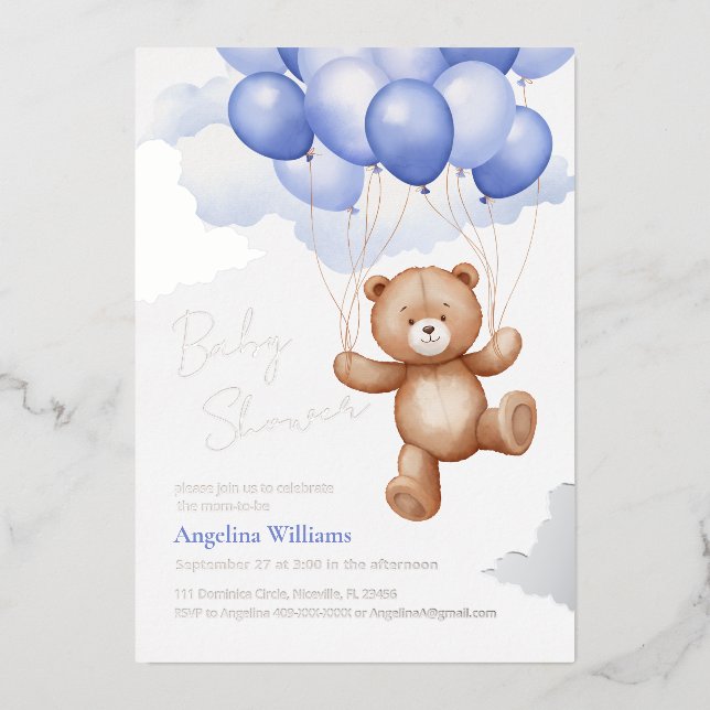  Foil Invitation for baby shower (Front)