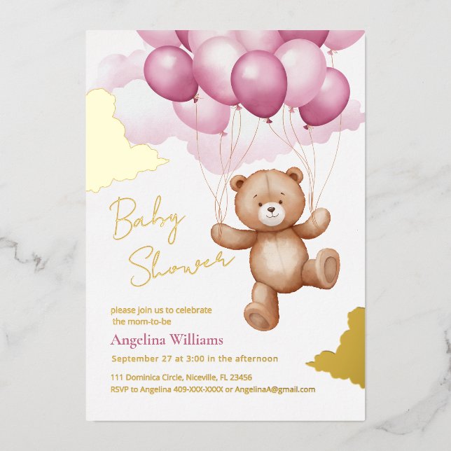  Foil Invitation for baby shower (Front)
