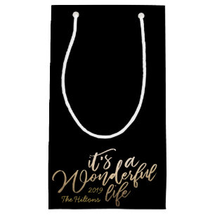 Foil it's a wonderful life Lettering Christmas Small Gift Bag