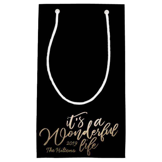 Foil it's a wonderful life Lettering Christmas Small Gift Bag (Front)