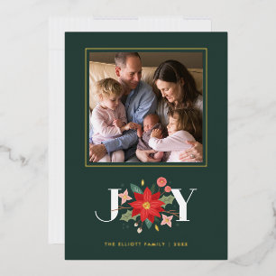 Foil Joy Flourish Holiday Photo Card - Green