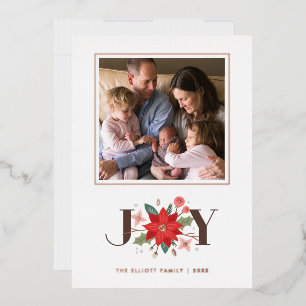Foil Joy Flourish Holiday Photo Card - White