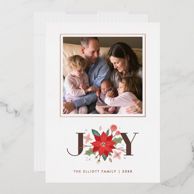 Foil Joy Flourish Holiday Photo Card - White (Envelope)