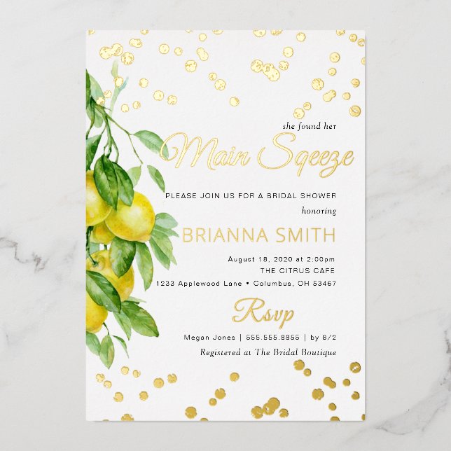 Foil Lemon Bridal Shower (Front)