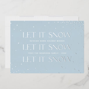 Foil Let it Snow Holiday Photo Card - Blue