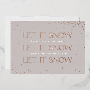 Foil Let it Snow Holiday Photo Card - Taupe