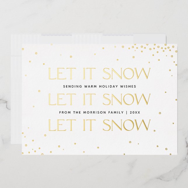 Foil Let it Snow Holiday Photo Card - White (Envelope)