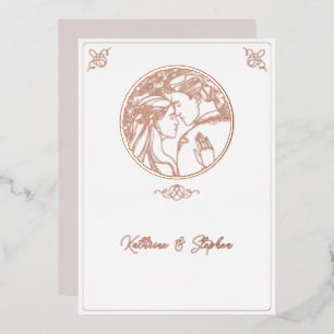 Foil Line Couple Wedding Invitation