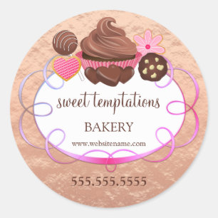 Foil Look Assorted Pastries Bakery Packaging Classic Round Sticker