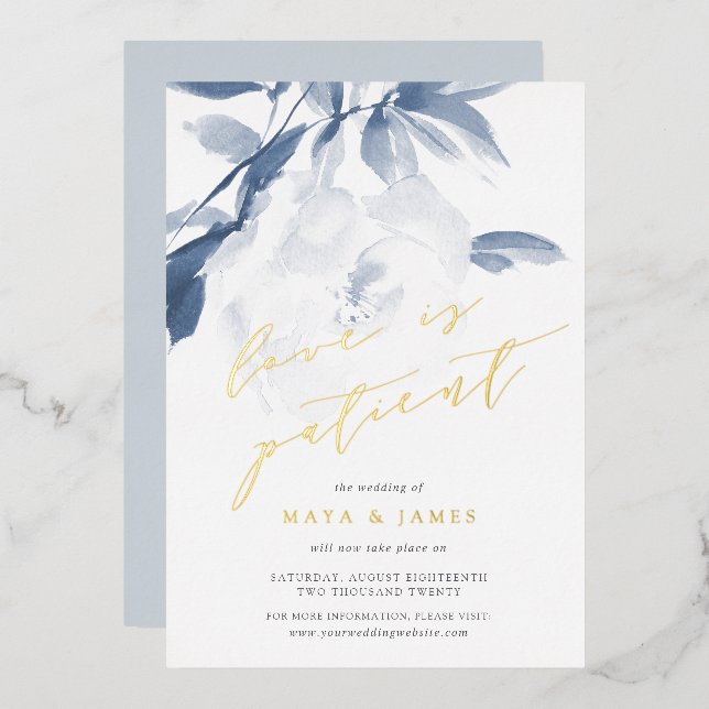 FOIL Love Is Patient Wedding Postponement Card (Front/Back)