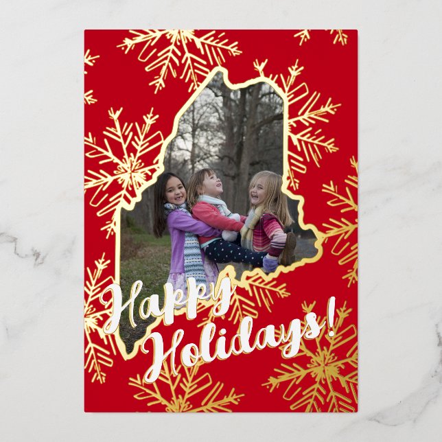 Foil Maine Family Holiday Card (Front)