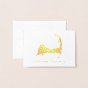 Foil Map of Detailed Cape Cod   Wedding Foil Card
