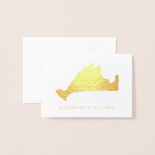 Foil Map of Marthas Vineyard with Names Card