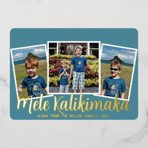 Foil Mele Kalikimaka Merry Christmas Holiday Card