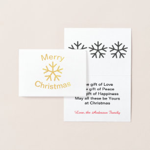 Foil Merry Christmas Snowflake - 3x5 Folded Card