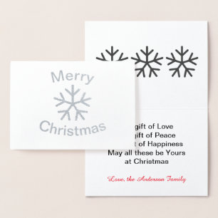 Foil Merry Christmas Snowflake Silver- Folded Card