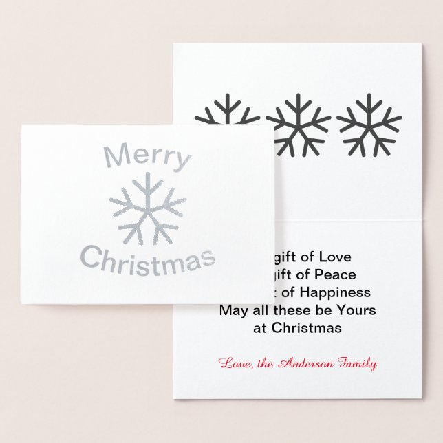 Foil Merry Christmas Snowflake Silver- Folded Card (Display)