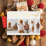 Foil | Merry Everything Script 3 Photo Christmas  Foil Holiday Card<br><div class="desc">Add some shine to your Christmas cards with real gold, silver, or rose gold foil! This classic and timeless metallic style is sure to add another level to your cards. Spread holiday cheer with this festive holiday card! "Merry Everything!" is hand-written in a real foil-pressed fun, modern script. The calligraphy...</div>