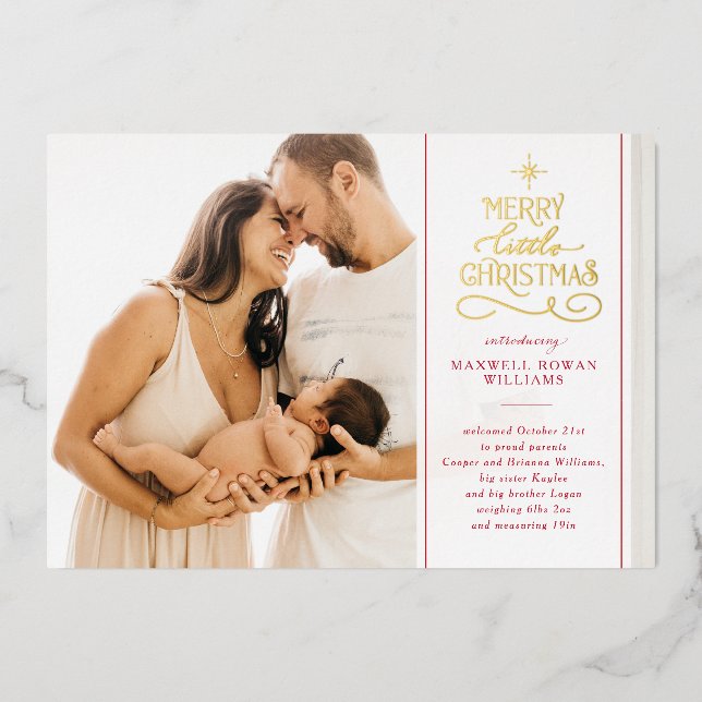 Foil Merry Little Christmas Holiday New Baby (Front)