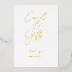 Foil Minimal Script Wedding Gift Table Sign R100 Foil Holiday Card
