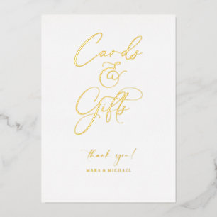 Foil Minimal Script Wedding Gift Table Sign R100 Holiday Card