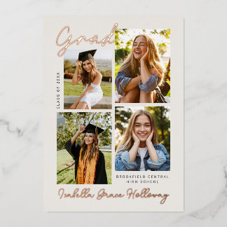Foil Modern Grad Announcement Multiple Photos