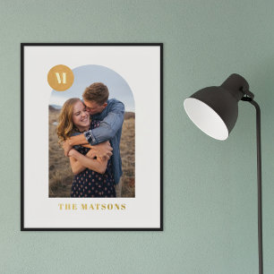 Foil Modern Monogram Arch Frame Photo Art Print