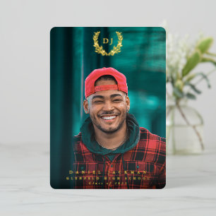 Foil Monogram 2 Photo Graduation Announcement