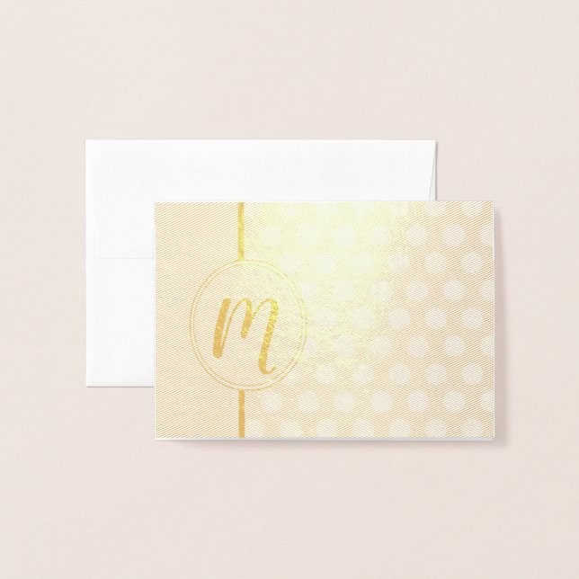 Foil Monogram  Polka Dot Design Notes Card (Front With Envelope)