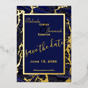 Foil & Navy Blue 5" x 7" Wedding Save the Date