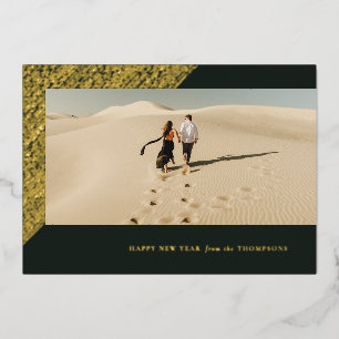 Foil New Year Etched Frame Horizontal Photo Card