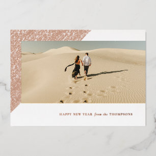 Foil New Year Etched White Horizontal Photo Card
