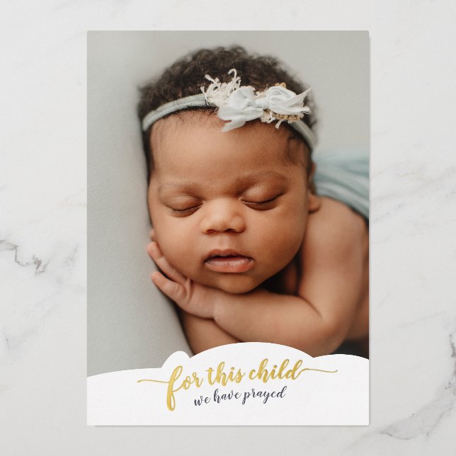 Foil newborn photo Bible verse Birth Announcement (Front)