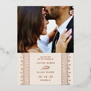 Foil Ornate Frame Save the Date Card - Ivory