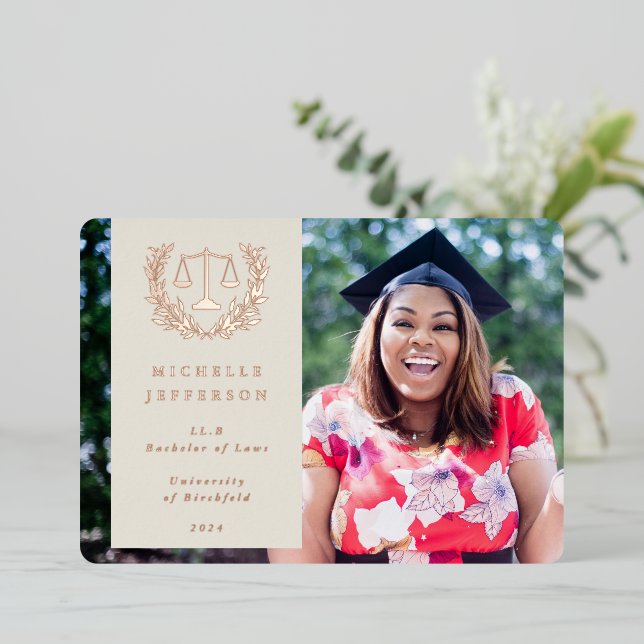 Foil/Oyster Law School Graduation Announcement (Standing Front)