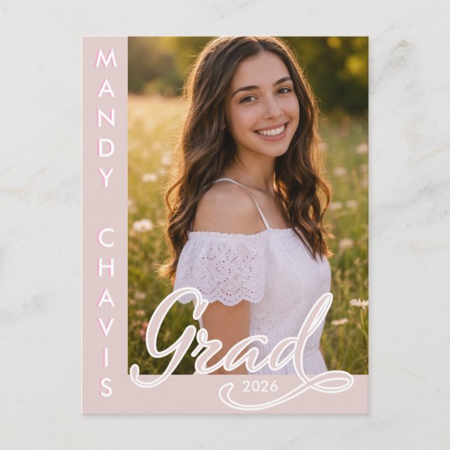 Foil Photo Graduation Announcement and Invitation Postcard (Front)