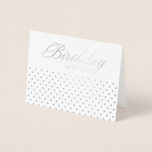 Foil Polkadot Birthday Wishes Greeting Card (Front)