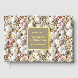 Foil print rose collage pink ivory wedding collage guest book