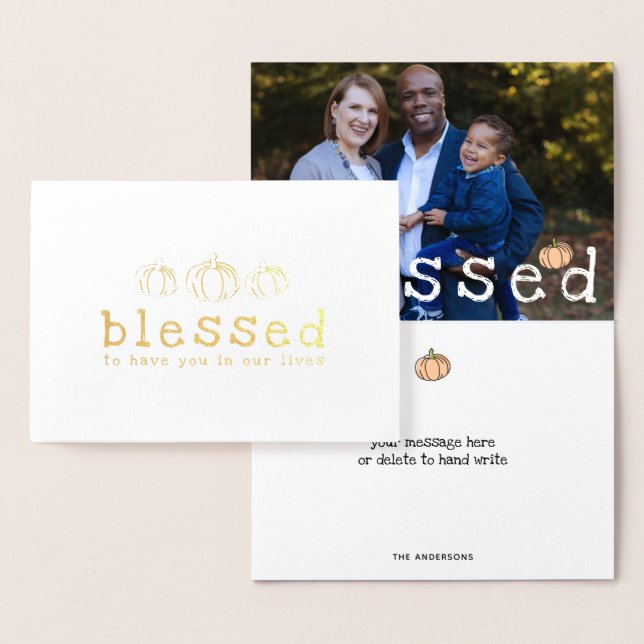 Foil Pumpkin Blessed Thanksgiving Greeting Foil Card (Display)