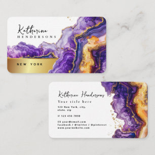 Foil Purple Agate gold glitter marble Professional Business Card