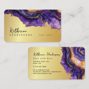 Foil Purple Agate gold glitter marble Professional Business Card
