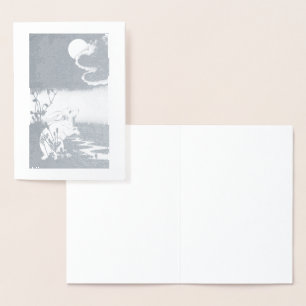 FOIL RABBIT WITH MOON GREETING CARD