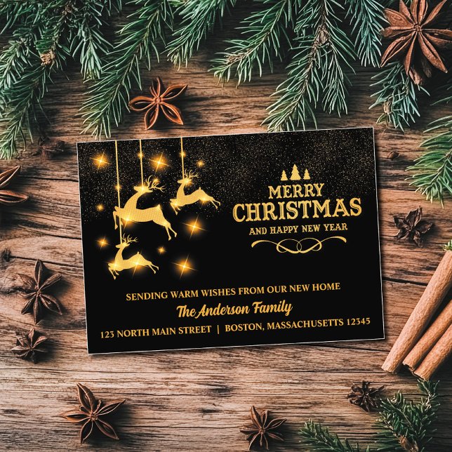 Foil Reindeer Moving Announcement Holiday Card (Creator Uploaded)