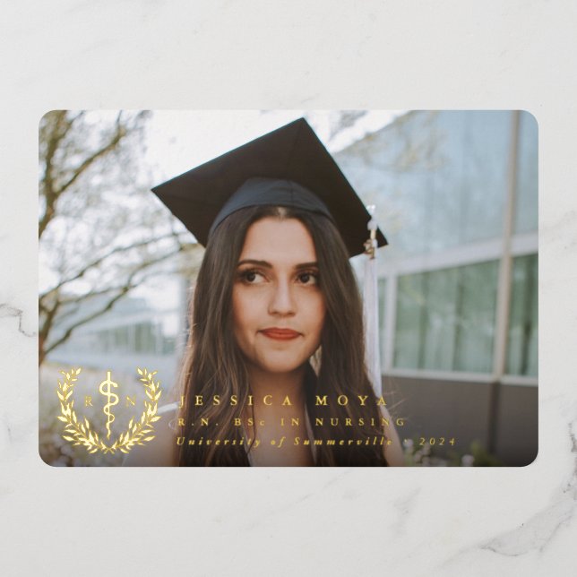 Foil RN Asclepius Graduation Photo Announcement (Front)