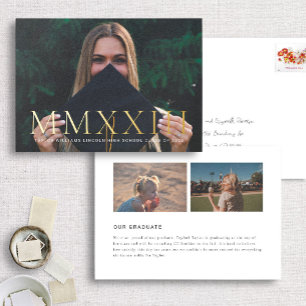 Foil Roman Numeral Photo Graduation Announcements