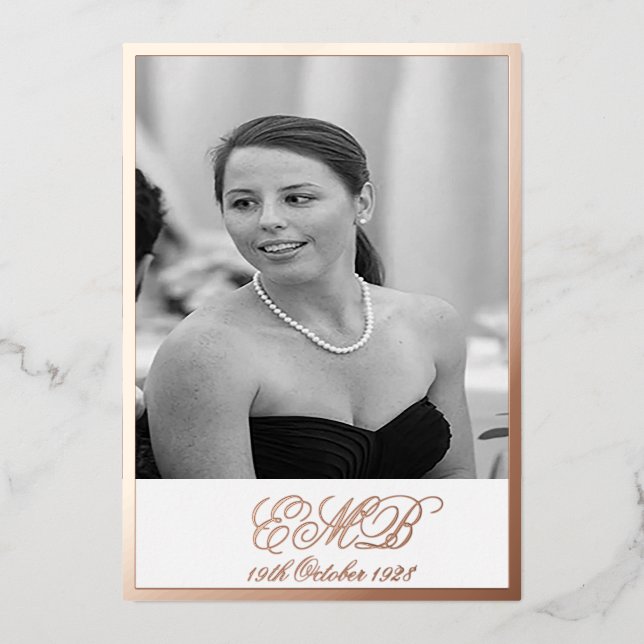 Foil Rose Gold 90th Birthday Elegant Photo  (Front)