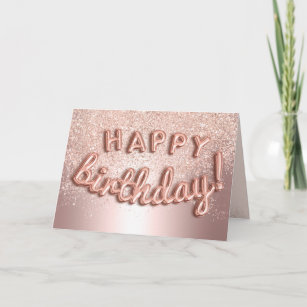 Foil rose gold glitter balloons letters birthday card