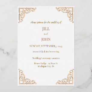 Foil Rose Gold Wedding Invitation Geometric