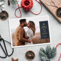 Foil Rustic Tree Woodgrain Christmas Photo Card