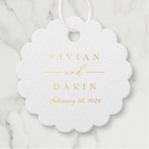 Foil Scalloped Wedding Favour Tags Gift Label